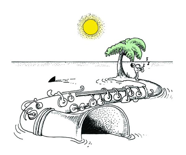 Logo for Gerber's Miracle Publishing 'Alone on the Saxophone' by Humorist Tim Sample